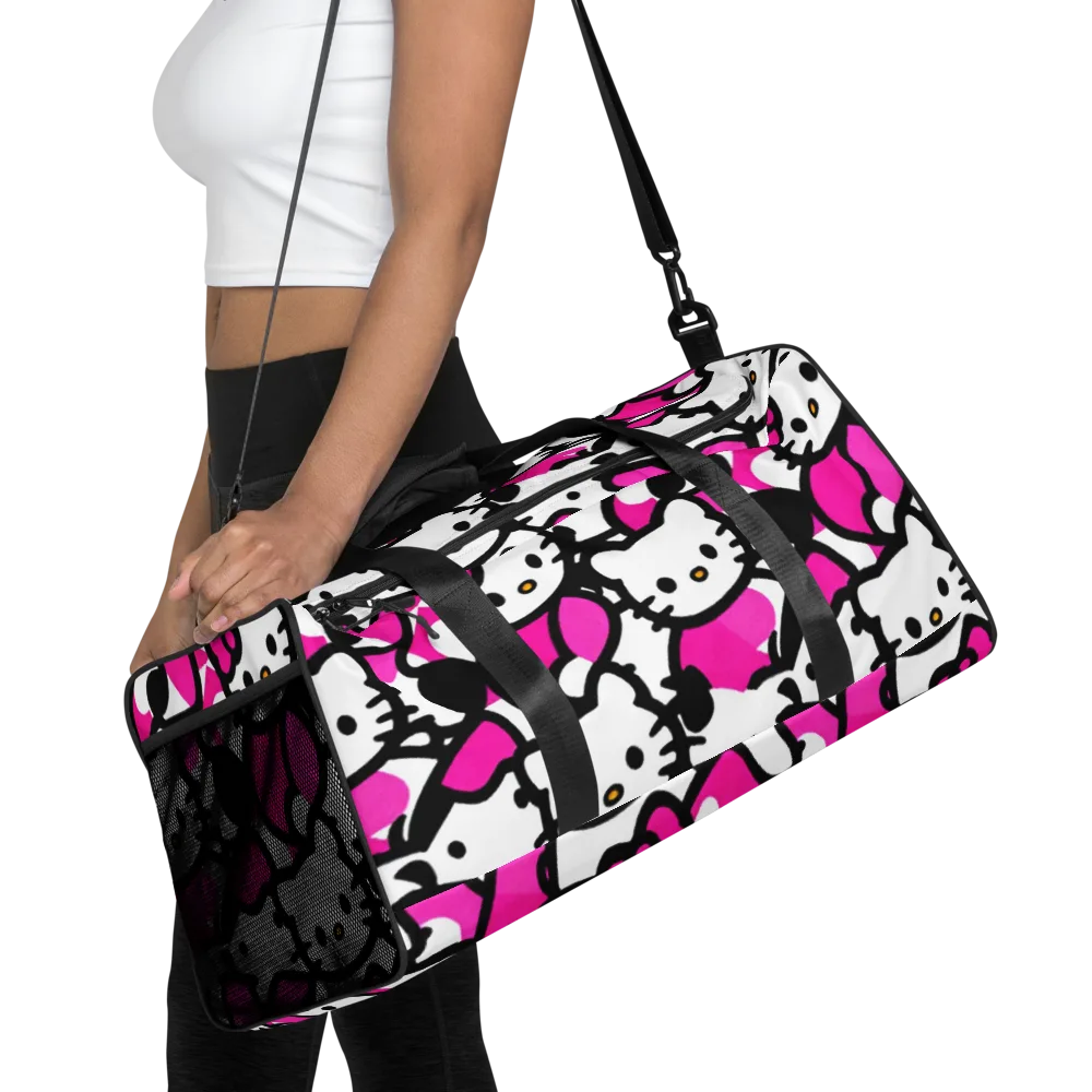 Neon Kitty Pop on Duffle Bag — Front