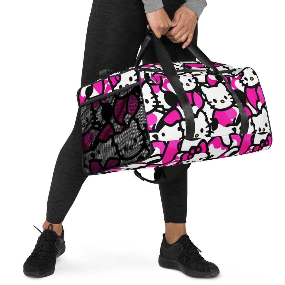 Neon Kitty Pop on Duffle Bag — Right Front