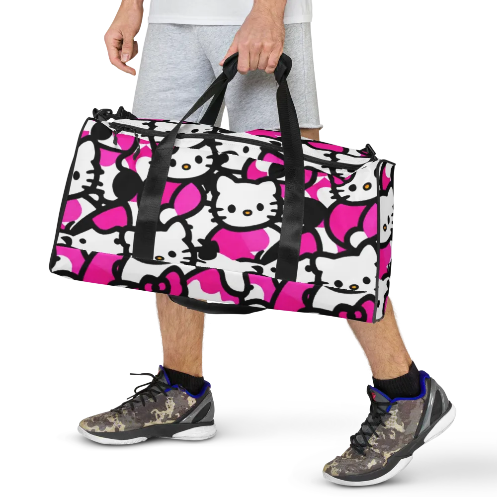 Neon Kitty Pop on Duffle Bag — Front