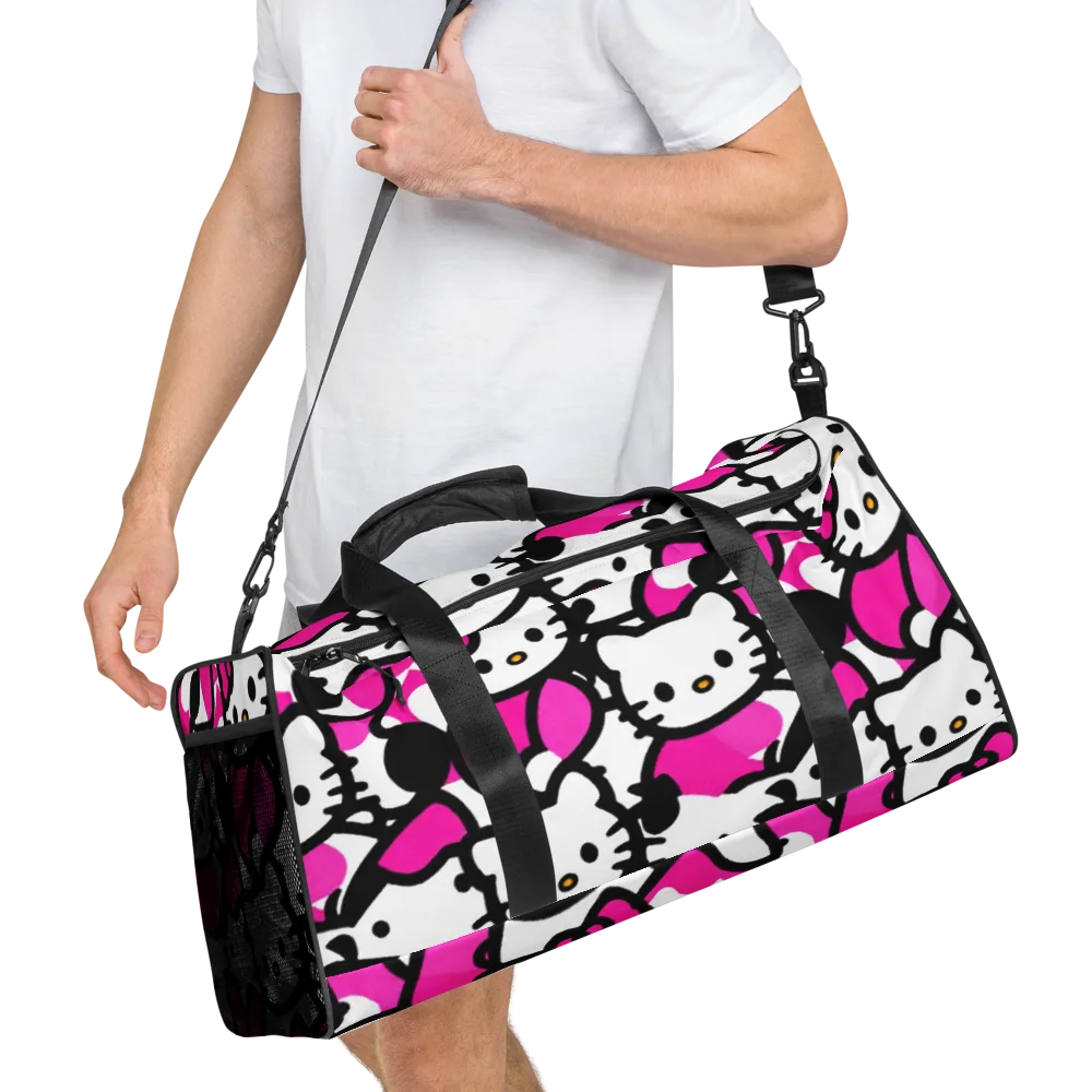 Neon Kitty Pop on Duffle Bag — Right Front