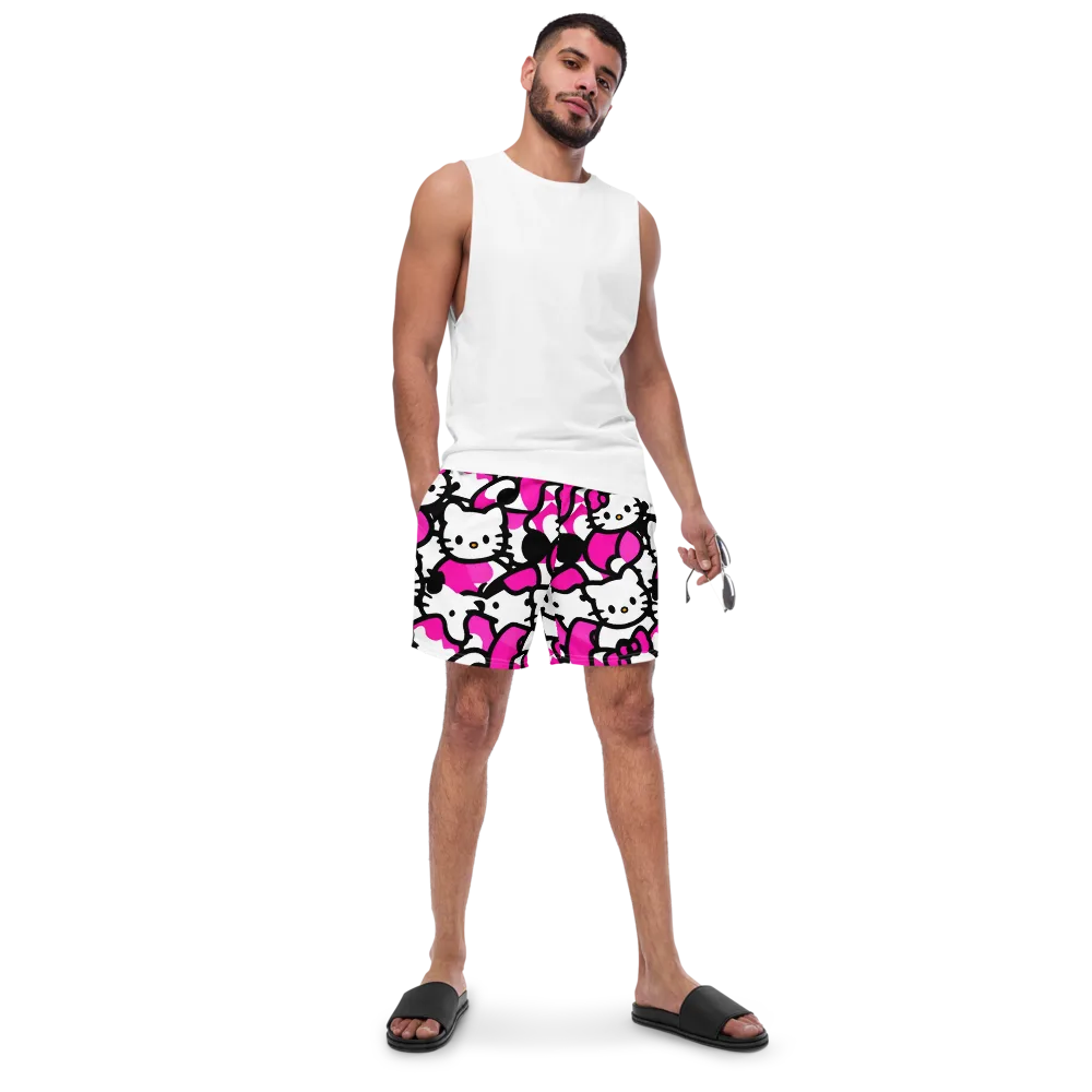 Neon Kitty Pop on Swim Trunks — Front