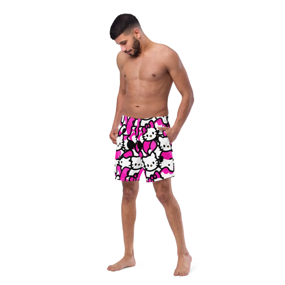 Neon Kitty Pop on Swim Trunks — Left Front