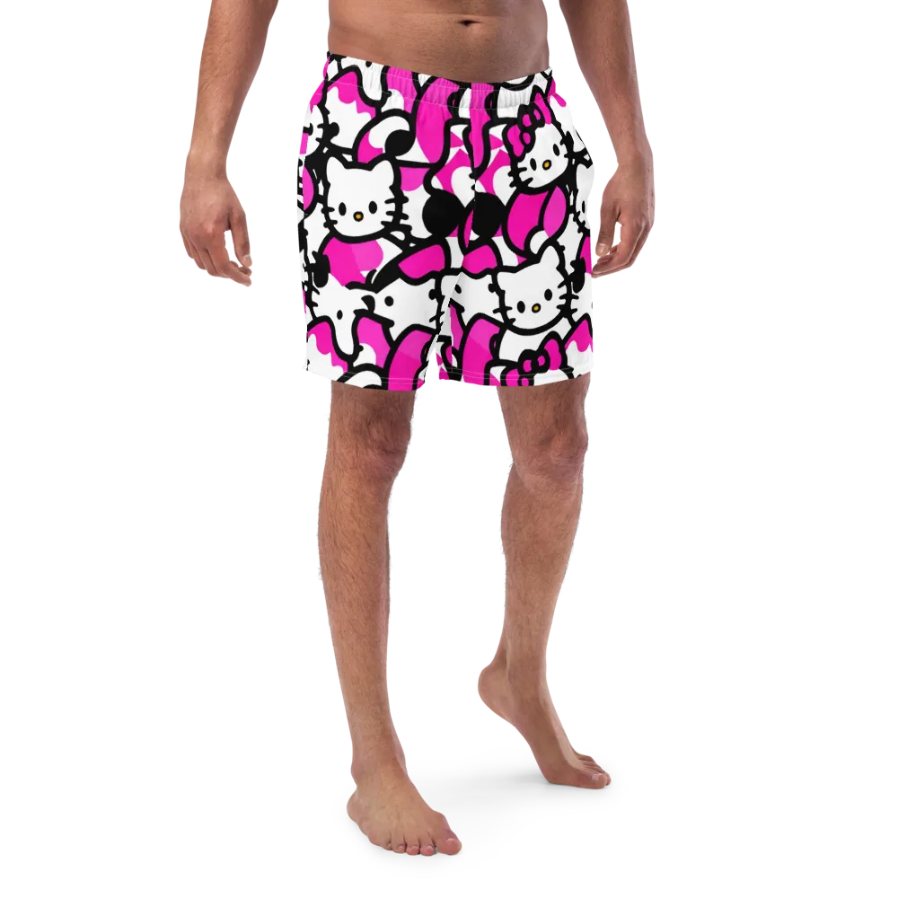 Neon Kitty Pop on Swim Trunks — Front