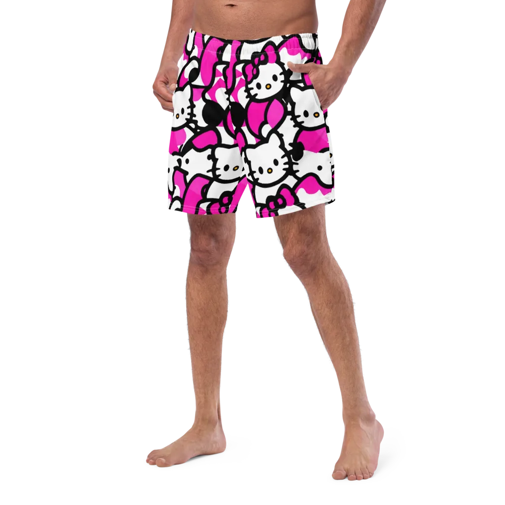 Neon Kitty Pop on Swim Trunks — Left Front