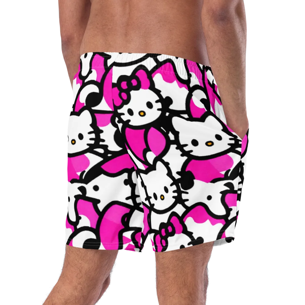 Neon Kitty Pop on Swim Trunks — Right Back