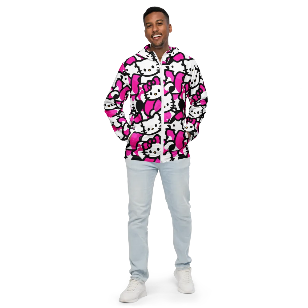 Neon Kitty Pop on Men's Windbreaker — Front