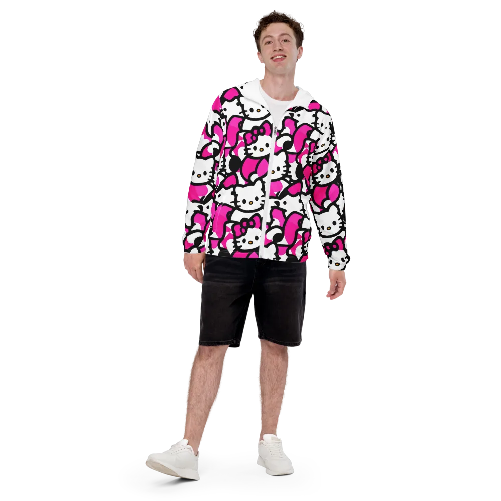 Neon Kitty Pop on Men's Windbreaker — Front