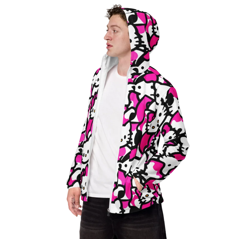 Neon Kitty Pop on Men's Windbreaker — Left Front