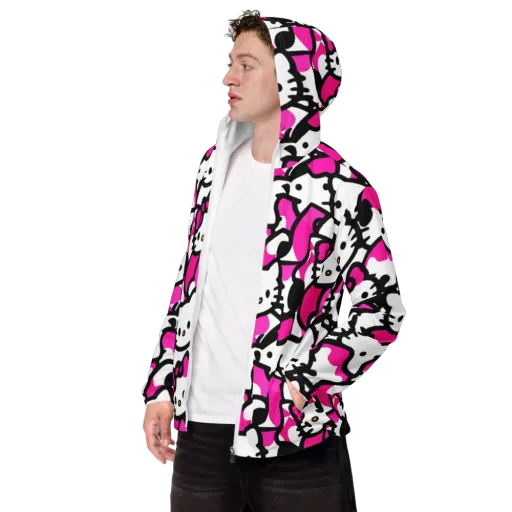 Neon Kitty Pop on a Men's Windbreaker