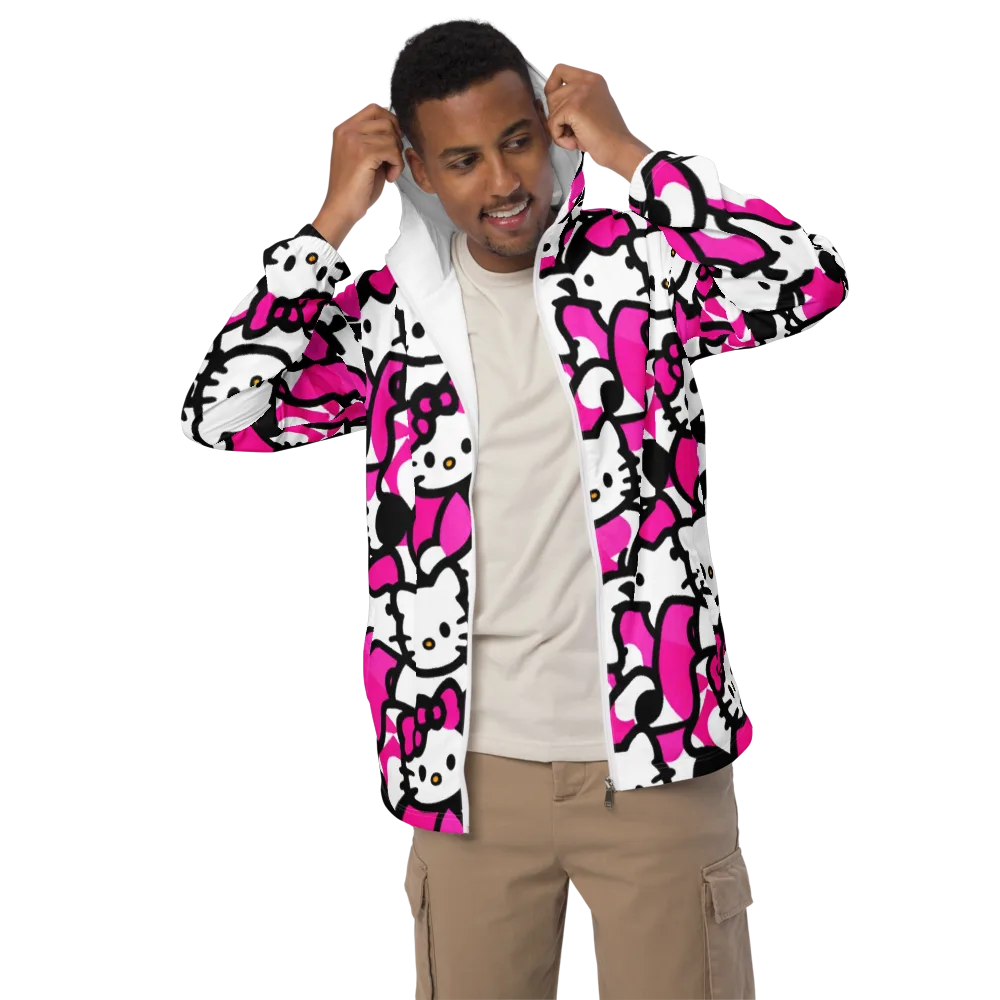 Neon Kitty Pop on Men's Windbreaker — Front