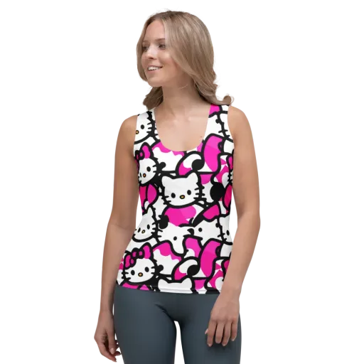 Neon Kitty Pop on a Women's Tank Top