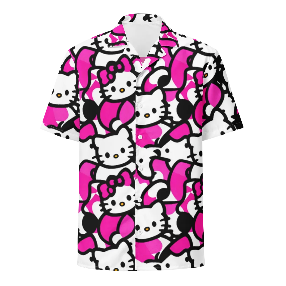 Neon Kitty Pop on Button Shirt — Front