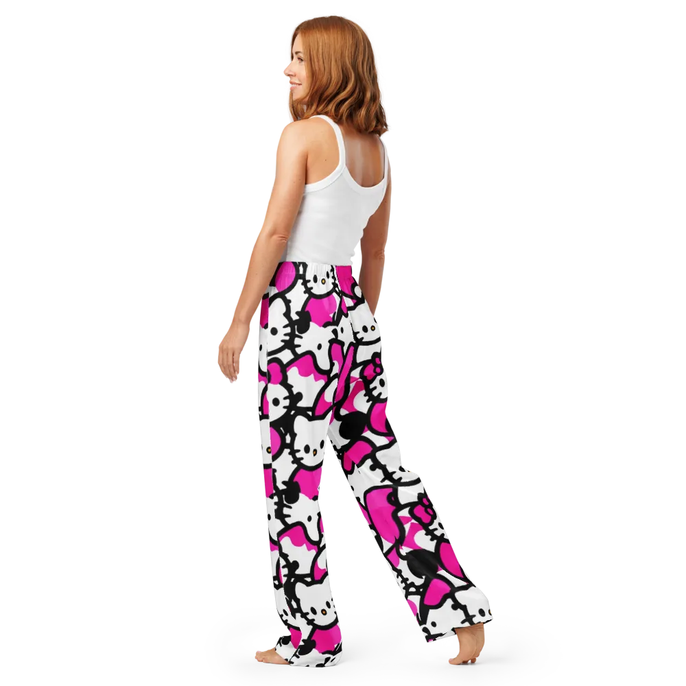 Neon Kitty Pop on Women's Pajama Pants — Back