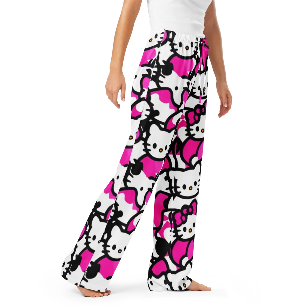Neon Kitty Pop on Women's Pajama Pants — Right Front