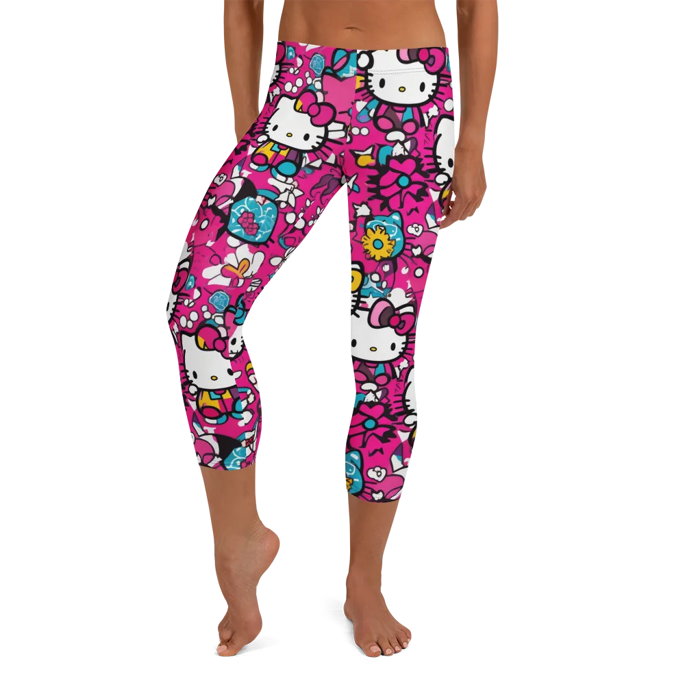 Bubblegum Pop on Capri Leggings — Front