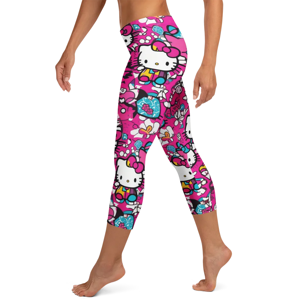 Bubblegum Pop on Capri Leggings — Left