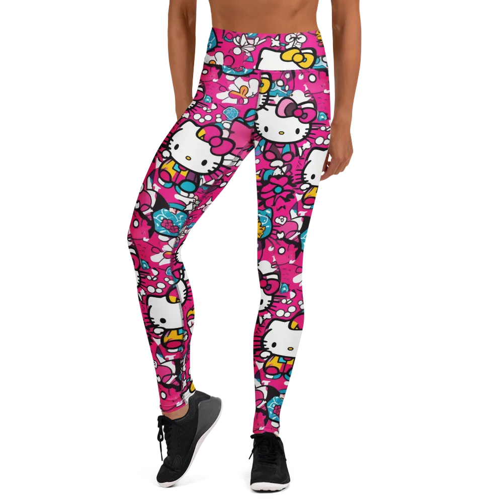Bubblegum Pop on Yoga Leggings — Front
