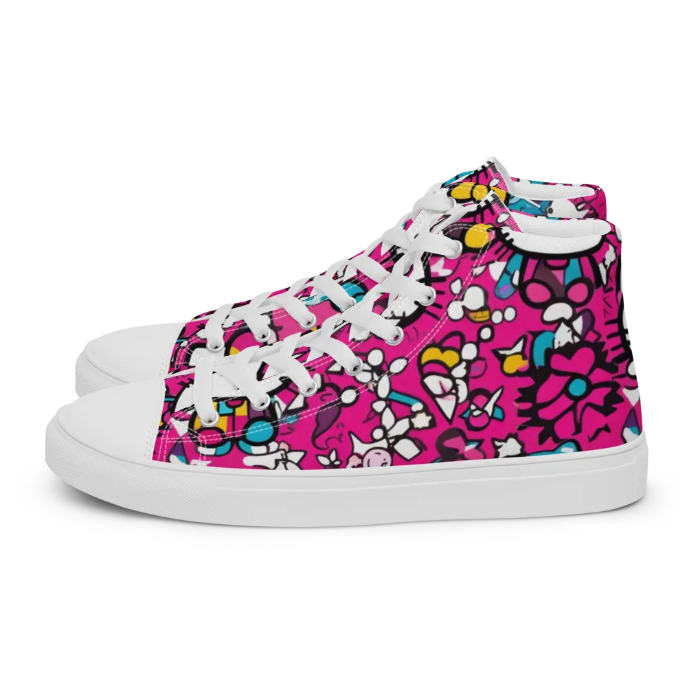 Bubblegum Pop on Men's High Top Canvas Shoes — Left