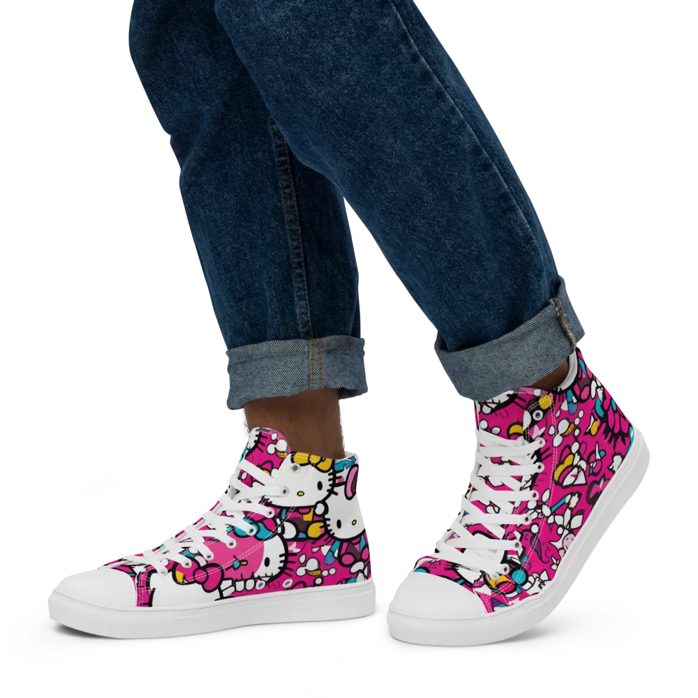 Bubblegum Pop on Men's High Top Canvas Shoes — Left