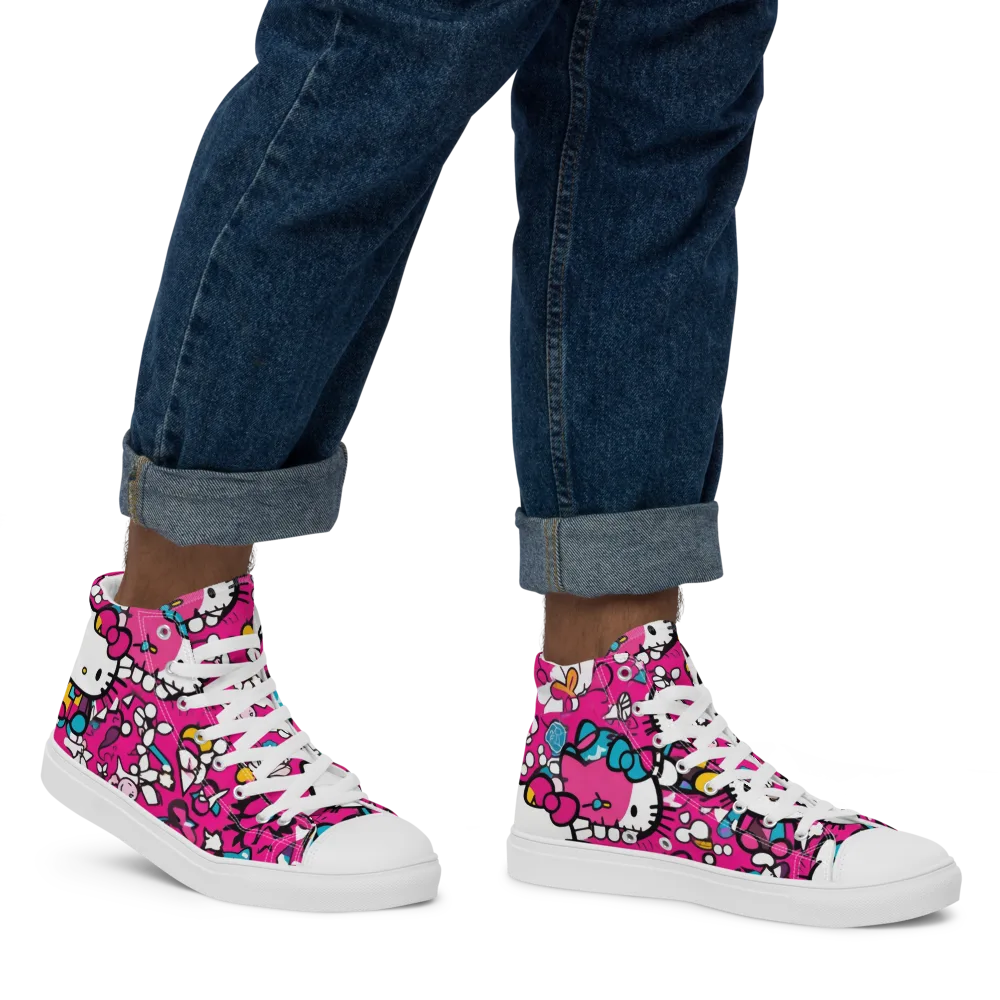 Bubblegum Pop on Men's High Top Canvas Shoes — Right