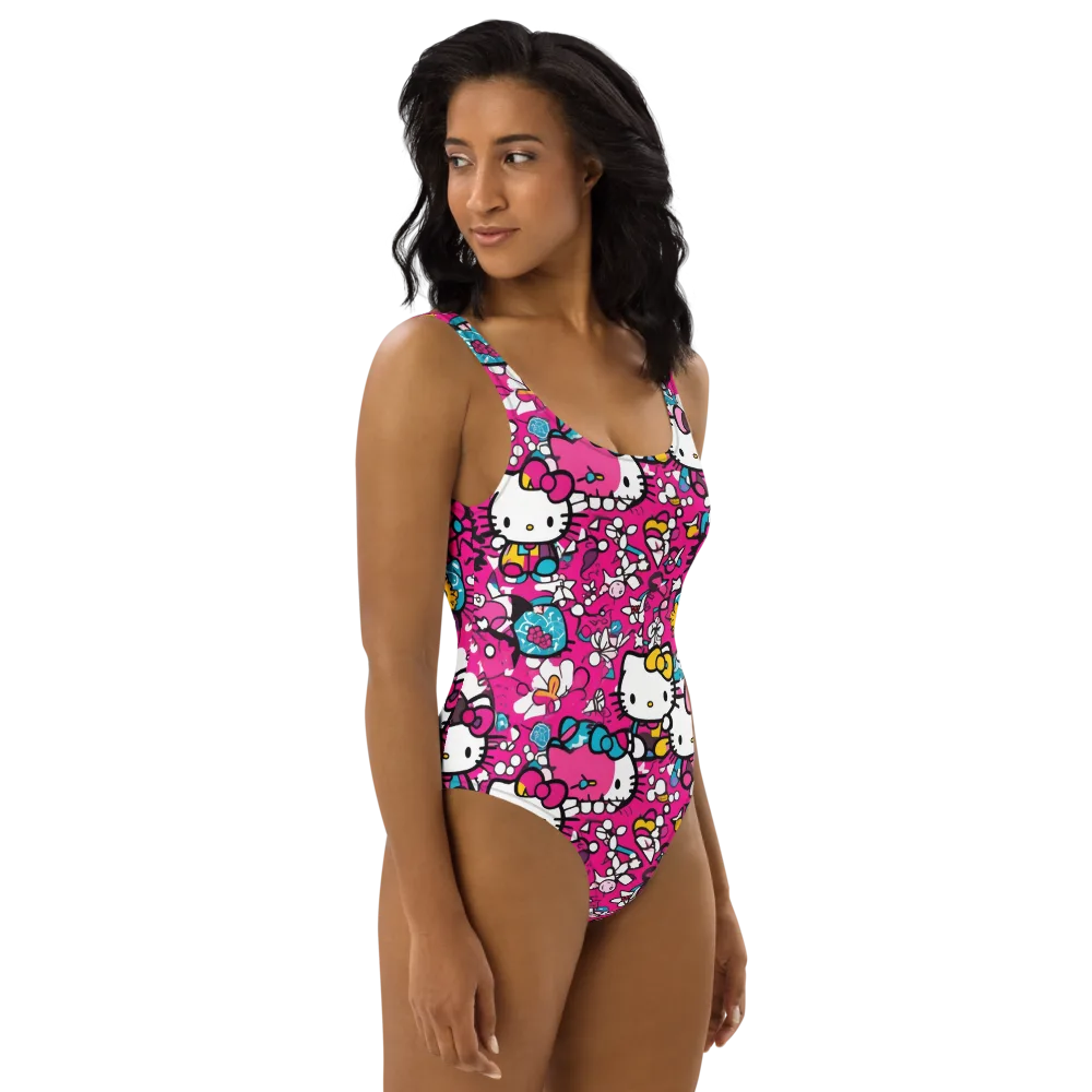 Bubblegum Pop on One-Piece Swimsuit — Right