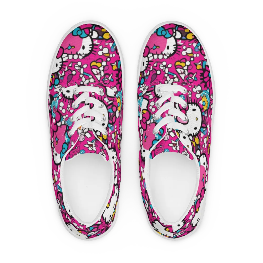 Bubblegum Pop on Men's Lace-Up Canvas Shoes — Front