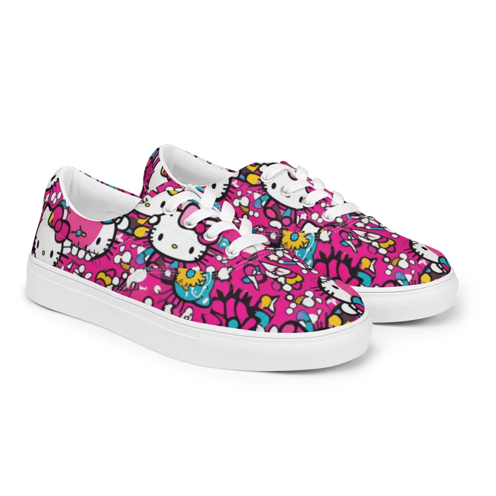 Bubblegum Pop on Men's Lace-Up Canvas Shoes — Right Front