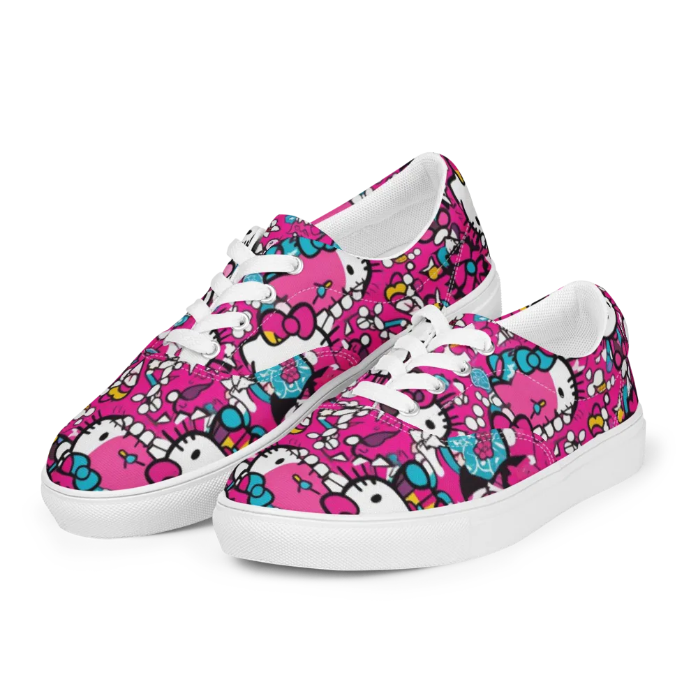Bubblegum Pop on Men's Lace-Up Canvas Shoes — Left Front