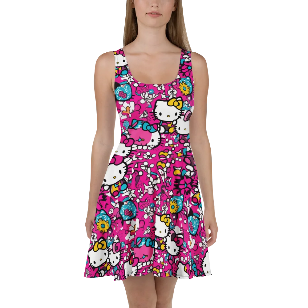 Bubblegum Pop on Skater Dress — Front