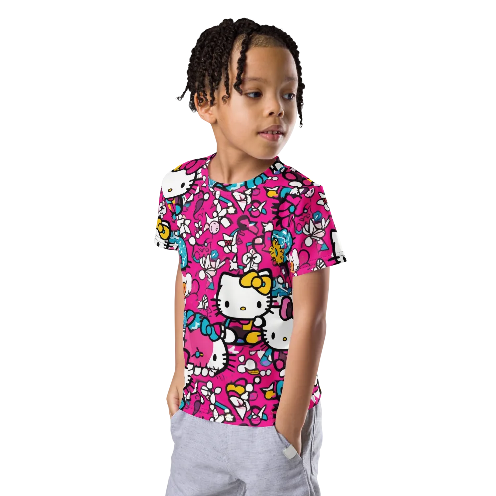 Bubblegum Pop on Kids Crew Neck T-Shirt — Left Front