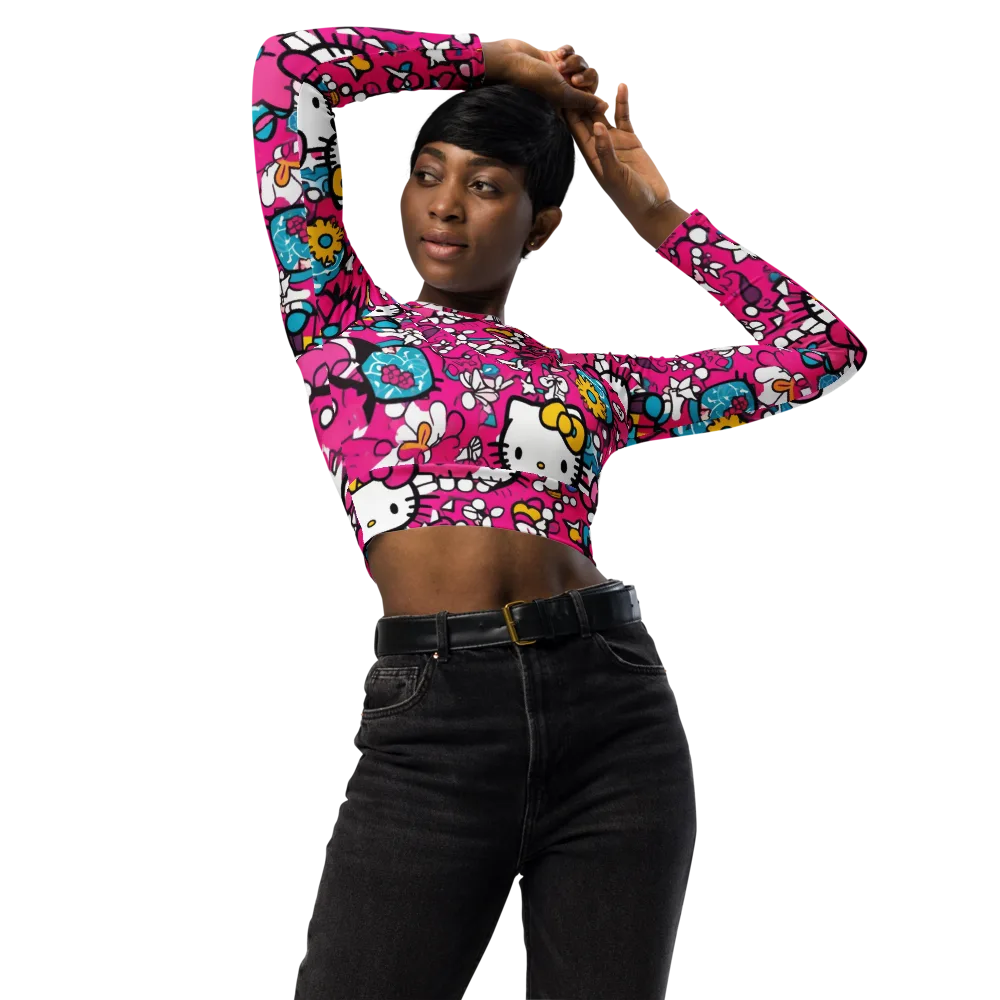 Bubblegum Pop on Long Sleeve Crop Top — Front