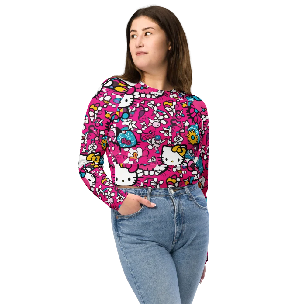 Bubblegum Pop on Long Sleeve Crop Top — Front