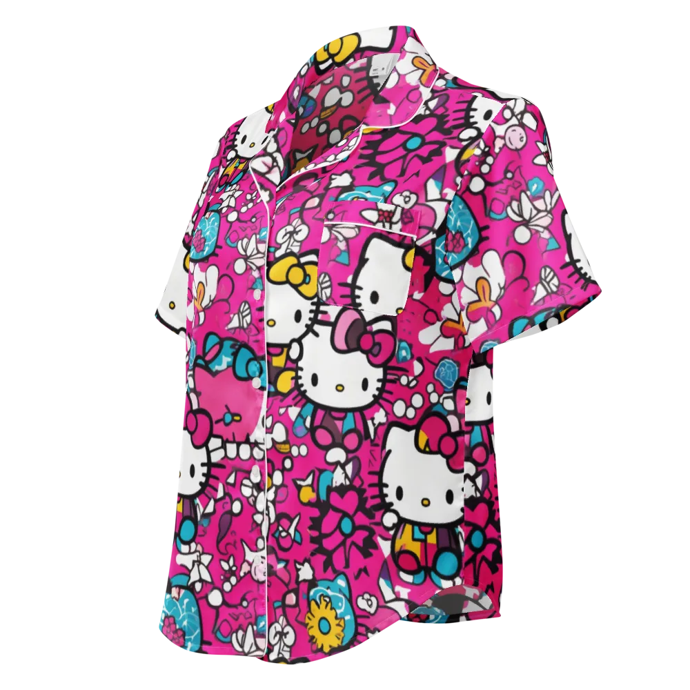 Bubblegum Pop on Women's Short Sleeve Pajama Top — Left Front