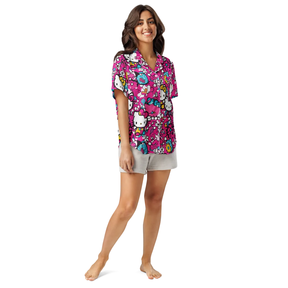 Bubblegum Pop on Women's Short Sleeve Pajama Top — Front