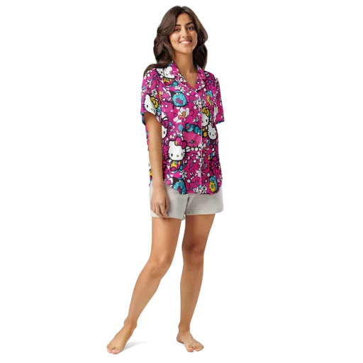 Bubblegum Pop on a Women's Short Sleeve Pajama Top