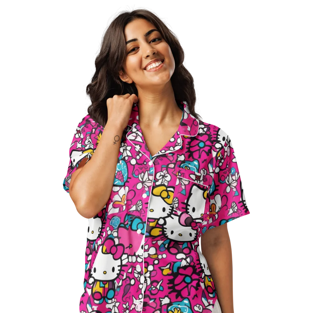 Bubblegum Pop on Women's Short Sleeve Pajama Top — Front