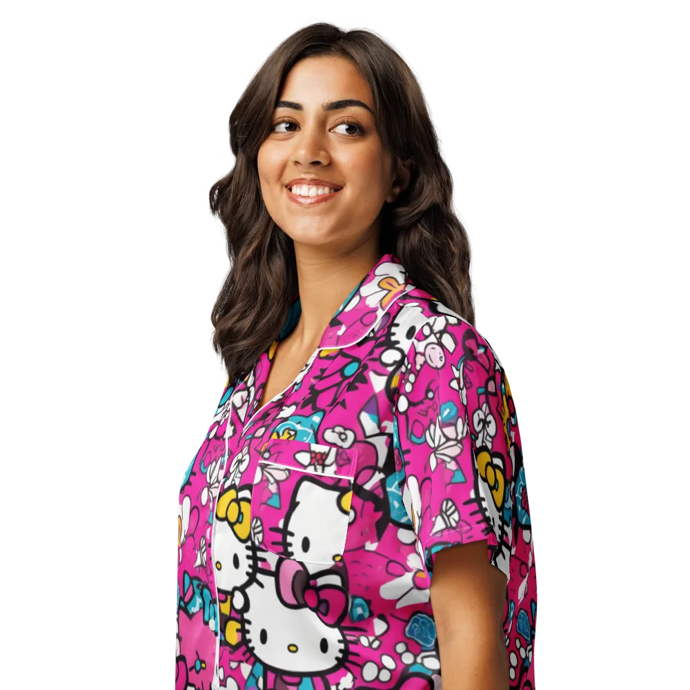 Bubblegum Pop on Women's Short Sleeve Pajama Top — Left Front