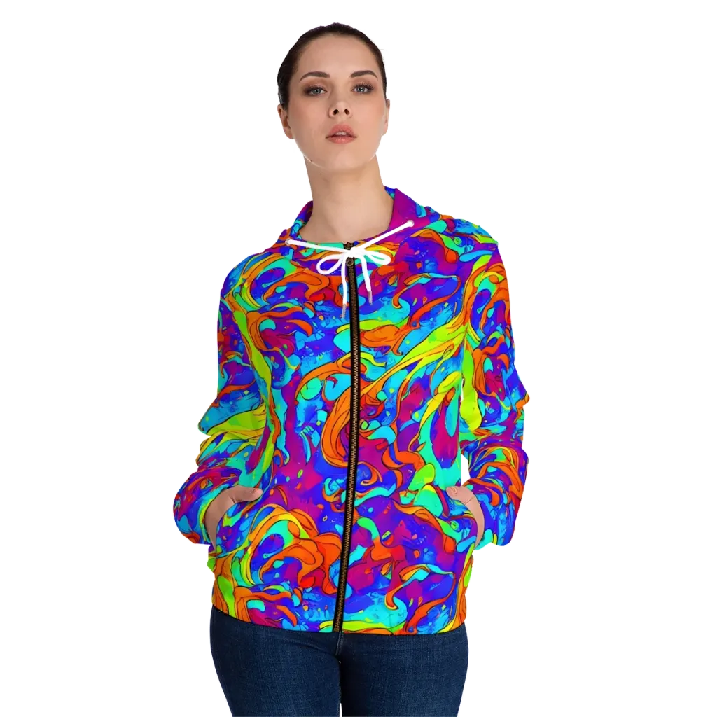 Roset Rapture on Women's Full-Zip Hoodie — Front On Person