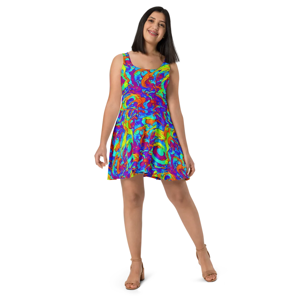 Roset Rapture on Skater Dress — Front