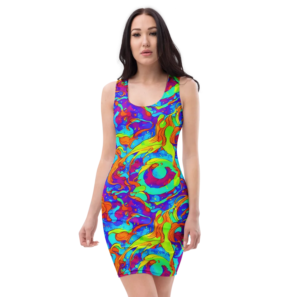 Roset Rapture on Bodycon Dress — Front