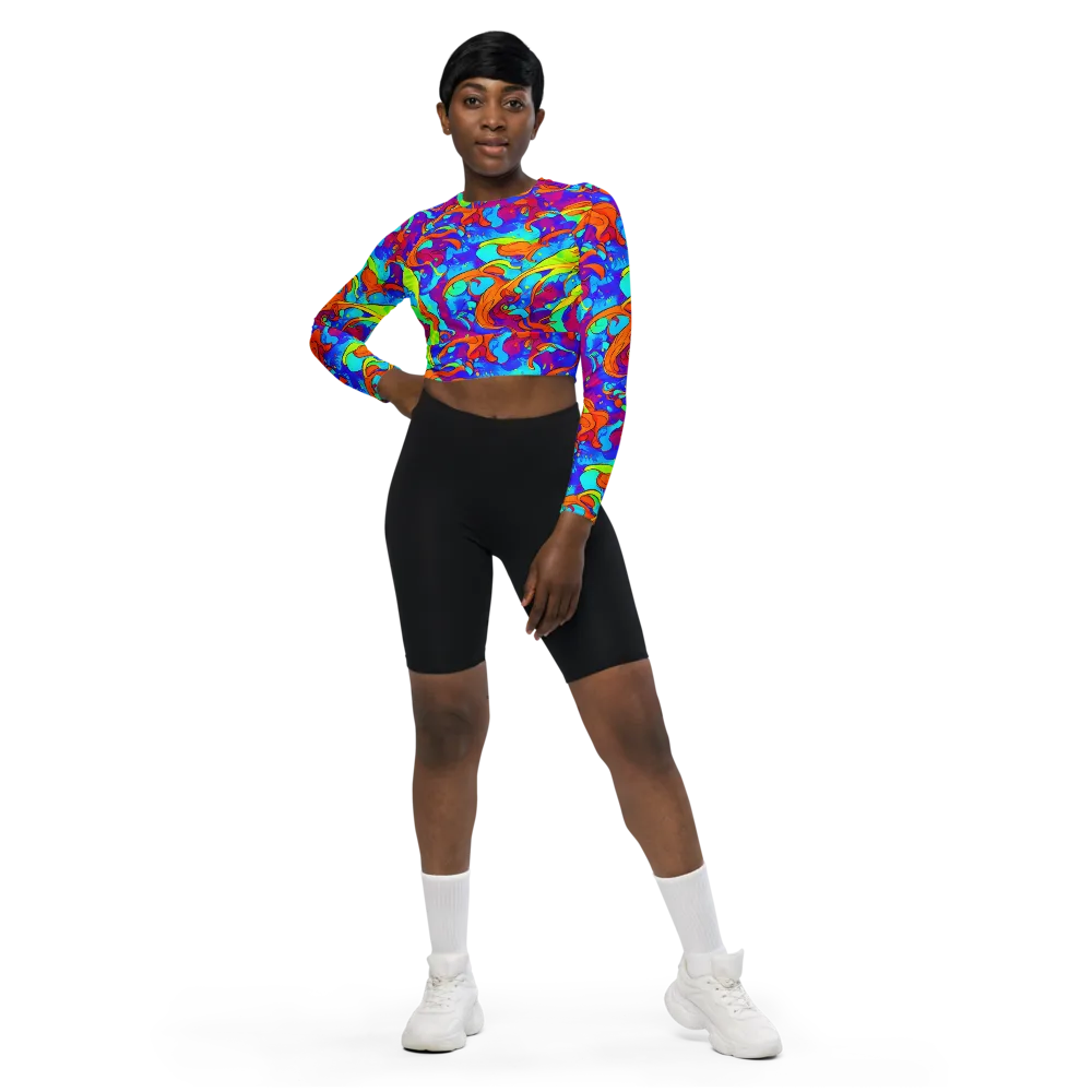 Roset Rapture on Long Sleeve Crop Top — Front