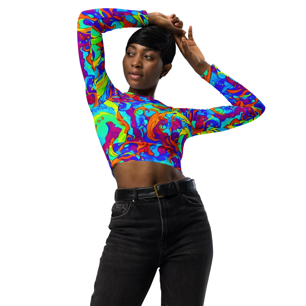 Roset Rapture on Long Sleeve Crop Top — Front