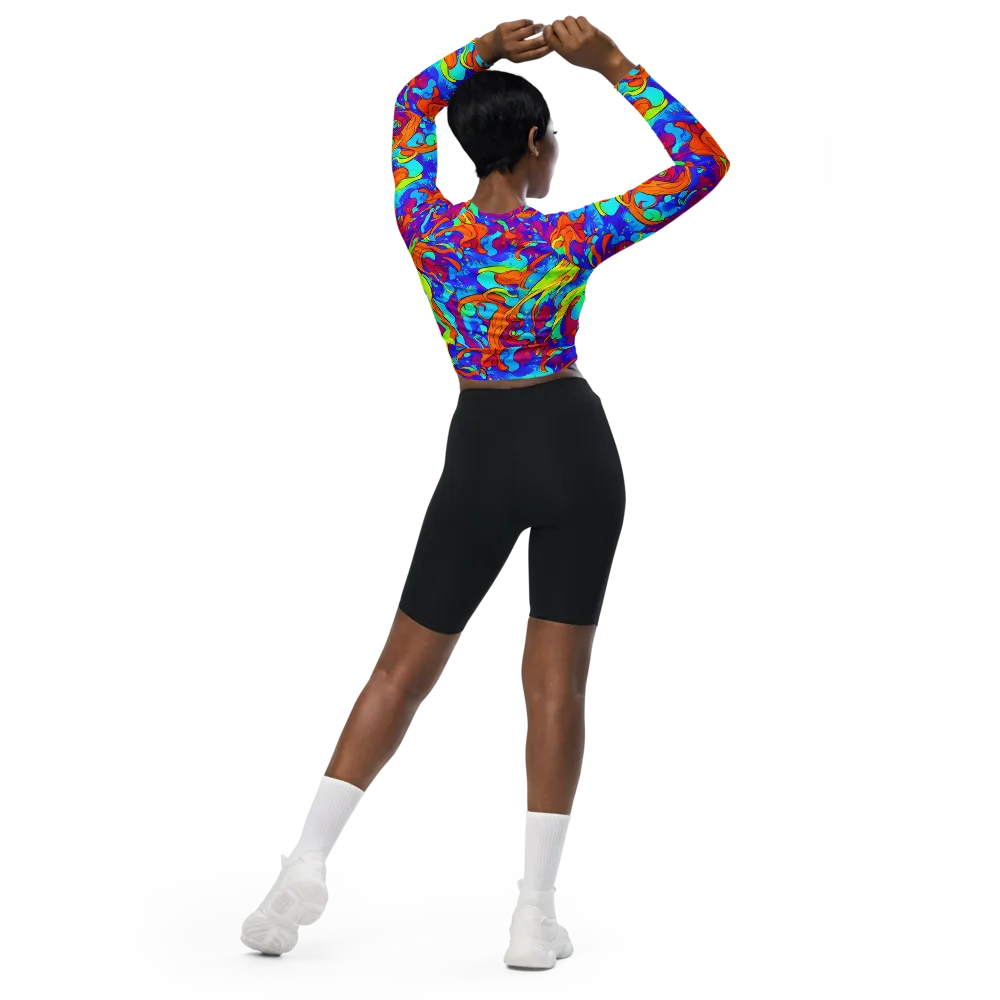 Roset Rapture on Long Sleeve Crop Top — Back