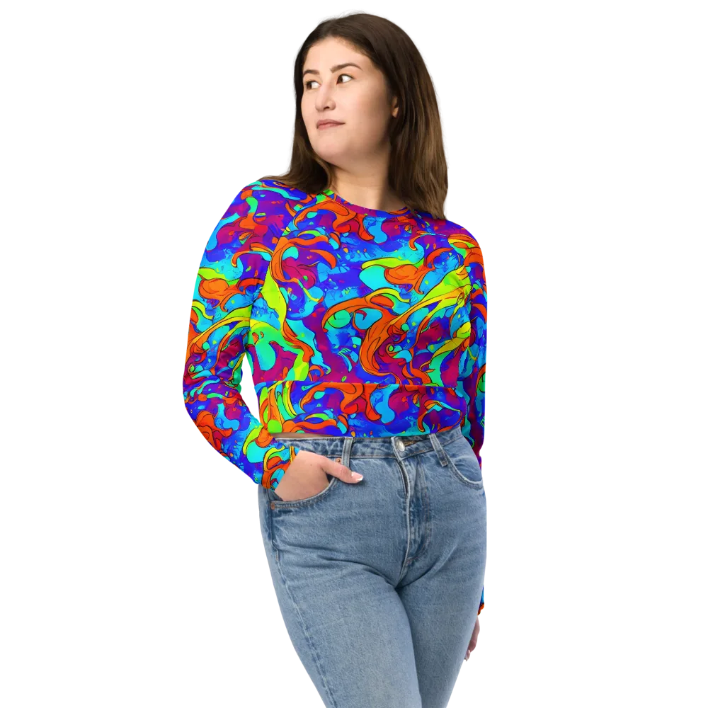 Roset Rapture on Long Sleeve Crop Top — Front