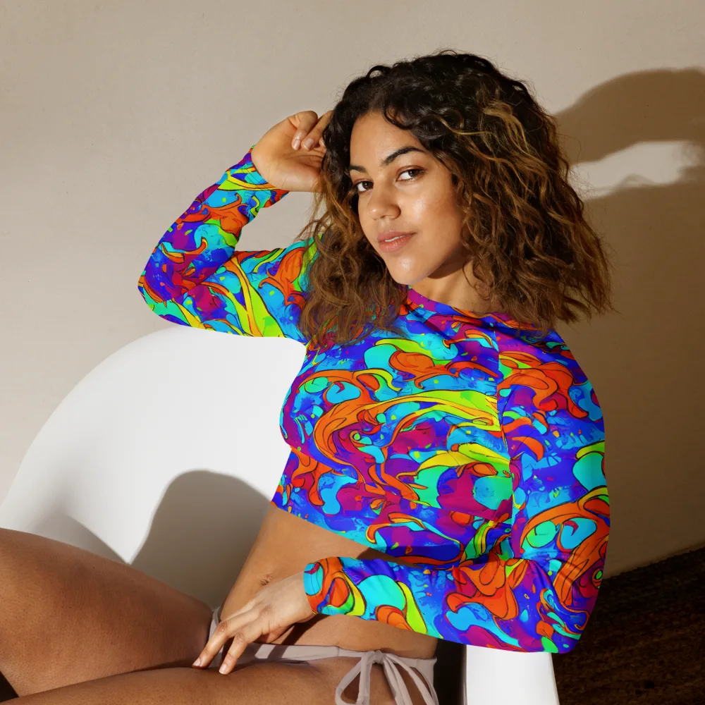 Roset Rapture on Long Sleeve Crop Top — Left Front