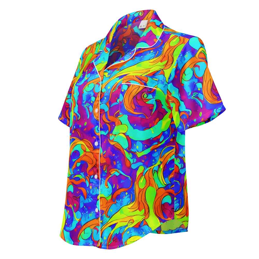 Roset Rapture on Women's Short Sleeve Pajama Top — Left Front