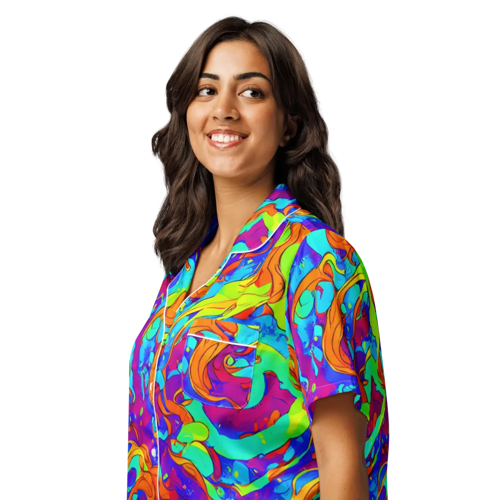 Roset Rapture on Women's Short Sleeve Pajama Top — Left Front