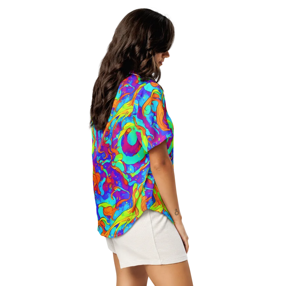Roset Rapture on Women's Short Sleeve Pajama Top — Right Back