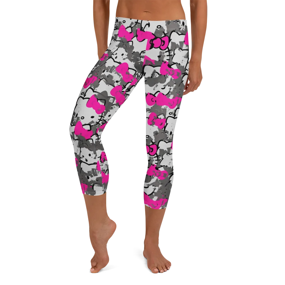 Neon Bow Static on Capri Leggings — Front