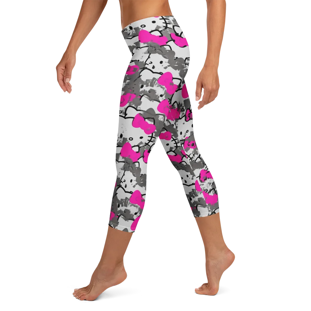 Neon Bow Static on Capri Leggings — Left